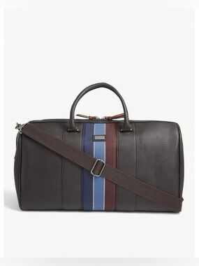 Ted Baker Navy, Light Blue & Burgundy Striped Accent duffel travel bag